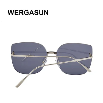 WERGASUN Luksusa Laukumā Saulesbrilles Sievietēm, Vīriešiem Retro Zīmola dizainere Metāla Rāmis Lielgabarīta Saules Brilles Sieviešu Grandient Oculos