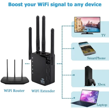WIFI Signāla Pastiprinātājs 1200Mbps Bezvadu Rnage Exteender ar Ethernet Portu, Maršrutētāju, wi-fi Repeater 2.4 G 5G Dual Band Interneta Amplifi