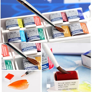 Winsor&Newton 8 Krāsas cotman cietā Akvarelis pigmentu komplekts 8 puse pannas un suku Zīmēšanas piederumi