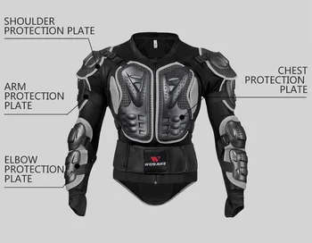 WOSAWE Riteņbraukšanas Sacīkšu Motociklu Ķermeņa Bruņas Aizsardzības Rīku Jaka+Bikses Bikses+Ceļgalu aizsargs+Cimdi Aizsargs Slēpošana Aizsardzības 3672
