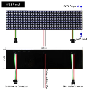 WS2812B RGB LED Digitālo Elastīgu Individuāli Adresējama Panelis Gaismas WS2812 8x8 16x16 8x32 Moduļa Matricas Ekrānu DC5V