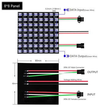 WS2812B RGB LED Digitālo Elastīgu Individuāli Adresējama Panelis Gaismas WS2812 8x8 16x16 8x32 Moduļa Matricas Ekrānu DC5V