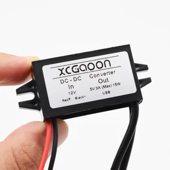 XCGaoon Dual 2 USB DC-DC Auto Converter Module Kabelis Ar Montāžas Caurumu ievade DC 12V Uz USB Jaudu 5V 3A 15W Strāvas Adapteris