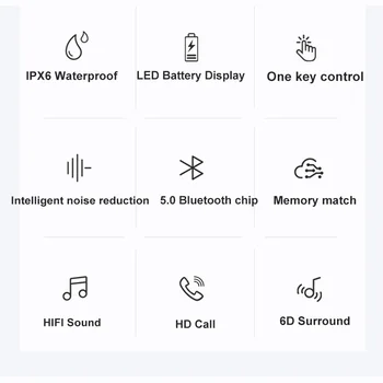 XG8 Dubultā TWS Bezvadu Bluetooth 5.0 Austiņas Ar Mikrofonu Stereo HIFI Skaņas Sporta Austiņas, Brīvroku Auss Spēļu Austiņas