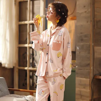 XIFER Pavasara un rudens kokvilnas garām piedurknēm korejiešu versiju cute pidžamas sievietes var valkāt uzvalkus dāmas mājās pakalpojumu miega valkā 33087