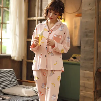XIFER Pavasara un rudens kokvilnas garām piedurknēm korejiešu versiju cute pidžamas sievietes var valkāt uzvalkus dāmas mājās pakalpojumu miega valkā