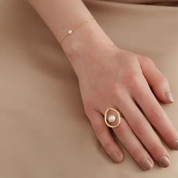 XIYANIKE 925 Sterling Sudraba Vintage Pērļu Gredzeni ir Elegants Sieviešu Radošo Ģeometriskā Puses Piederumiem 2020. Gadam Smalkas Rotaslietas, Dāvanas
