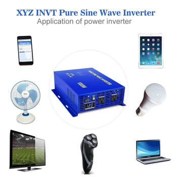 XYZ INVT 1000 watt Power Inverter Mājas Izmantojiet Pure Sine Wave 12v 24v 36v 48v dc to ac 240V 120v auto RV ar MUMS, AK ES Plug