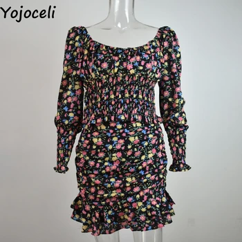 Yojoceli Elegantu vasaras daisy savirmot sieviešu apģērbu 2 gab. komplekts Bodycon pavasara vintage kleita Beach club seksīga, īsa kleita