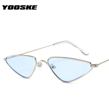 YOOSKE Cat Eye Saulesbrilles Sieviešu Modes Zīmola Desinger Vintage Mazo Saules Brilles Metāla Rāmis Vīriešu, Aizsargbrilles, Dzeltenas Brilles 9245
