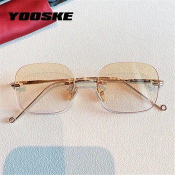 YOOSKE Vintage bez apmales Brilles Luksusa Zīmolu Dizainera Slīpumu, Taisnstūra, Saules Brilles Dāmas Maziem Bezrāmju Brilles UV400