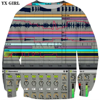 YX MEITENE Piliens kuģniecības 2018 Jaunu Modes garām piedurknēm krekls ableton live disco 3d Drukas Vīriešu, sieviešu Ikdienas O-veida Kakla džemperis