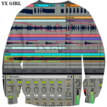 YX MEITENE Piliens kuģniecības 2018 Jaunu Modes garām piedurknēm krekls ableton live disco 3d Drukas Vīriešu, sieviešu Ikdienas O-veida Kakla džemperis