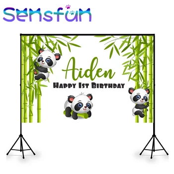 Zaļo Bambusa Fona Fotogrāfija, Karikatūra Baby Autobusu Dzīvniekiem Panda Banner Photocall Bērniem, Bērnu Dušas, Dzimšanas dienas Fons