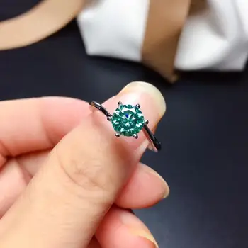 Zaļā moissanite Personības dizaina Jauns gredzens, 925 Sterling sudraba, skaista krāsa, dzirkstošo, 1 karāts 2 Karātu Dimanta D VVS1 394