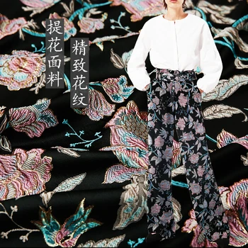 Ziedu žakarda kleita audumi apģērbu audums DIY apģērbu šūšanas materiāliem, dekoratīvs audums 20909