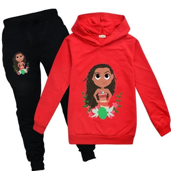 Ziemas Drēbes Meitenēm Hoodies+garās Bikses Tērpi Bērniem, Zēniem Kawaii Bērnu Apģērbu Komplekts Ziemassvētku Moana Boutique