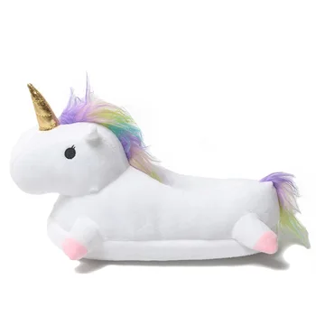 Ziemas jauki Mājās Čības 2019 Chausson Licorne Baltas Kurpes Sieviešu unicorn čības dzīvniekiem pantuflas unicornio pantoufle femme