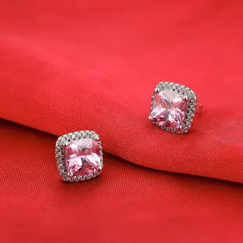 Ziemassvētku 925 Sterling Sudraba rozā auskari Zircon stud Auskars Earings Brinco sieviešu Rotaslietas kāzu e1097