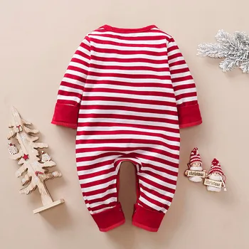 Ziemassvētku Baby Meitene Zēnu Drēbes Svītrainām Jaundzimušo Bērnu Santa Romper Jumpsuit Playsuit Jaundzimušo Bērnu Ziemsvētki Kostīmu Zīdaiņu Apģērbs