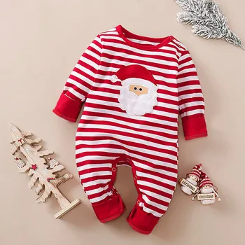 Ziemassvētku Baby Meitene Zēnu Drēbes Svītrainām Jaundzimušo Bērnu Santa Romper Jumpsuit Playsuit Jaundzimušo Bērnu Ziemsvētki Kostīmu Zīdaiņu Apģērbs