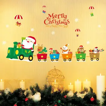Ziemassvētku Vilciena Uzlīmes/XMAS Interjers/Bērnu Istaba Gultas/Veikala Loga Stiklu Skatuves Veidojums/Svētku Atmosfēru Saģērbt
