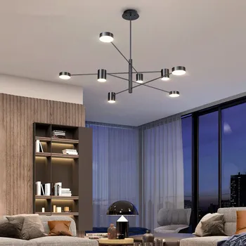 Ziemeļvalstu led Lustras mūsdienu minimālisma melna / zelta luksusa dzīvojamās istabas karājas gaismas lampas guļamistabas, ēdamistabas apgaismojums