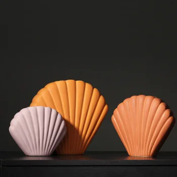 Ziemeļvalstu mākslas shell vāze Morandi keramikas radošā vienkāršu modeli, istabas mīksta apdare, mājas apdare apdare 6065