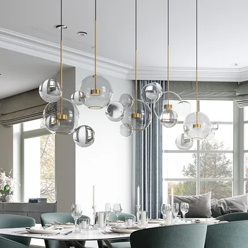 Ziemeļvalstu Stikla Burbuļi Dizainers piekariņu gaismas restorāns radošo kulons lampas modernās viesistabas hotel karājas gaismas armatūra