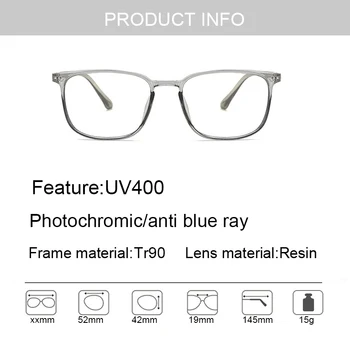 Zilā Gaisma Pretbloķēšanas Brilles Laukumā Nerd Brilles Rāmis Anti Blue Ray Datoru Spēles Photochromic UV400 Āra Saulesbrilles 16177