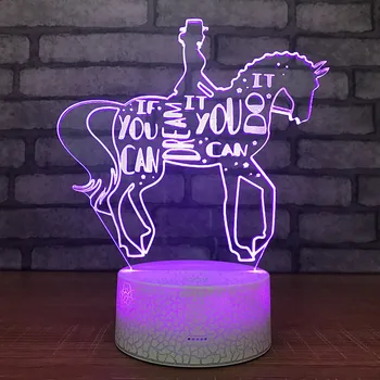 Zirgu Attēls 3D Nakts Gaisma Led Krāsains Touch Tālvadības Galda Lampa Dāvanu Kids Guļamistaba Dekors Gultas Apdares Apgaismojums