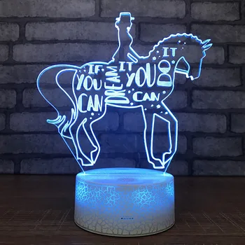 Zirgu Attēls 3D Nakts Gaisma Led Krāsains Touch Tālvadības Galda Lampa Dāvanu Kids Guļamistaba Dekors Gultas Apdares Apgaismojums