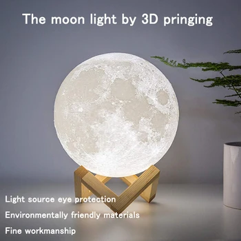 ZK20 Dropshipping USB Lādējamu 3D Drukas Mēness Lampas Nakts Gaisma Radošo Mājas Dekoru Pasaulē Guļamistaba Mīļāko Dāvanu Bērniem