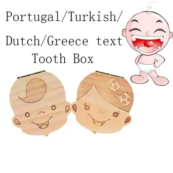 Zobu Lodziņā Portugue / Spāņu/Angļu/Holandiešu/Franču/Krievu/ Itāļu Koka Zobu Lodziņā Organizators Saglabāt Piena Zobi, Malkas Uzglabāšanas Zobi