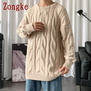 Zongke Cietā Svītrainām Adīt Džemperis Vīriešiem korejas Vīriešu Apģērbs Džemperi, Vīriešu Džemperi Zils Džemperis Ir 2021. jaunpienācēji M-3XL 2111