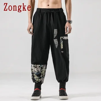 Zongke ir 2021. Raibs Gadījuma Harēma Bikses Vīriešu Apģērbu Joggers Japāņu Streetwear Lina Bikses Hip Hop Tracksuit M-5XL