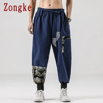 Zongke ir 2021. Raibs Gadījuma Harēma Bikses Vīriešu Apģērbu Joggers Japāņu Streetwear Lina Bikses Hip Hop Tracksuit M-5XL