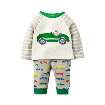 Zēnu Apģērba Komplekts Bērnu Sporta Tērpi Bērniem, Modes 2017 Zīmola Rudens Puiku Drēbes Dzīvnieku Aplikācijas Topi+Bikses Tērpiem