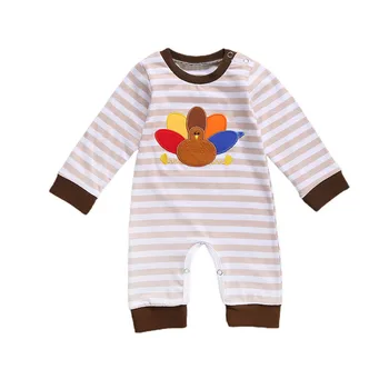 Zīdaiņu Apģērbs Jaundzimušajiem Romper Baby Boy Meitene Ar Garām Piedurknēm Turcija Modelis Svītru Jumpsuit Gadījuma Pateicības Apģērbs Apģērbs
