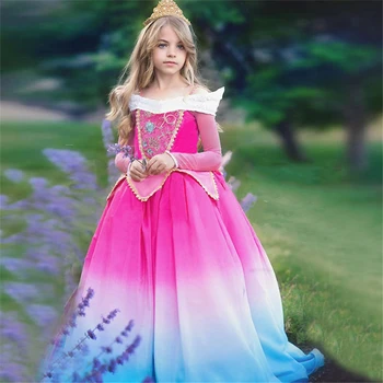 Zīdaiņu Sleeping Beauty Saģērbt Ziemassvētku Meitenes Princese Aurora Kleita Vasarā Bērni Rozā Eleghant Kāzu Kleitu Karnevāla Kostīms