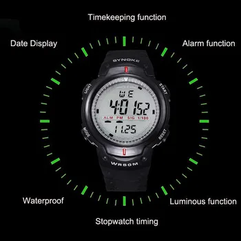 Zīmola Militārās Sporta rokas Pulkstenis Vīriešiem LED Elektronisko Skatīties Black Modes Digitālo Rokas Pulksteņi Vīriešu Āra 30M Ūdensizturīgs Skatīties 3013