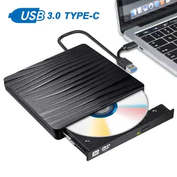 Ārējās DVD Diskdziņa Optisko Disku, USB 3.0 Tipa C CD-ROM Atskaņotājs, CD-RW Rakstītājs, Lasītājs Rakstnieks Ieraksti Portatil Klēpjdatoru Windows PC