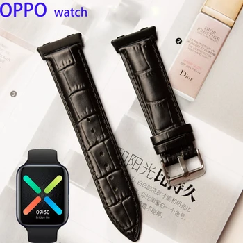 Īstas Ādas Aproce par OPPO skatīties joslas Siksna aproce 41mm 46mm Smart Skatīties nomaiņa watchband Jostas, Rokas Aksesuāri