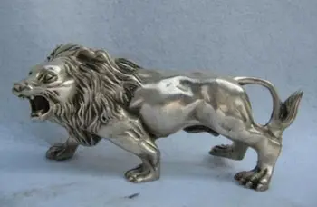 Ķīnas Tautas Rafinēts balts Vara Sudraba Kaķu dzīvnieku Mežonīgs Vīriešu lauvas Statuja
