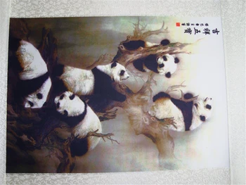 Ķīniešu Feng Shui Zīda Karājas Glezna,Mājas/Biroja Apdare Kaligrāfijas Mākslas Darbu Sienas Ritināšanas - Pieci Pandas