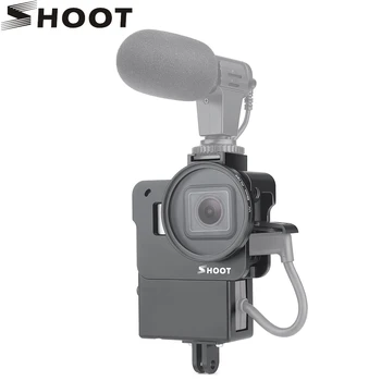 ŠAUT Vlog Būris Gadījumā GoPro Hero 7 6 5 Melns Aizsardzības Vlogging Būris Korpusa Apvalks Rāmis Gadījumā, Karstā Apavu Stiprinājums Mikrofons