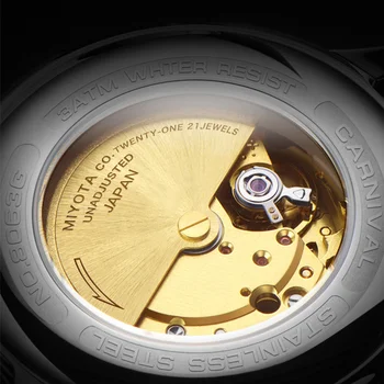 Šveice Karnevāls mehāniskās skatīties vīrieši MIYOTA automātiskā vīriešu pulksteņi luksusa zīmolu ūdensizturīgs pulkstenis sapphire montre homme saati 21347